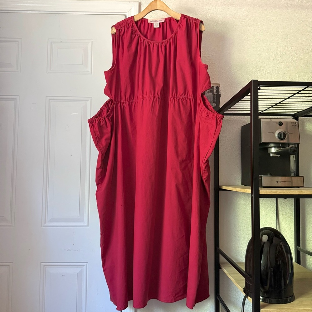 Caron Callahan Sleeveless Midi Dress in Deep Berry Red